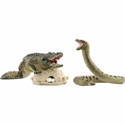Schleich Wild Life Gefahr im Sumpf, Alligator, Schlange, Figur, Spielfigur, ab 3 Jahre, 42625