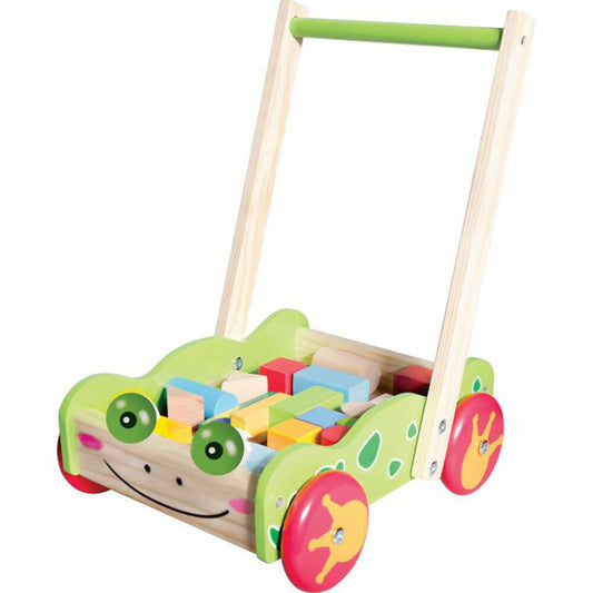 SpielMaus Holz Laufwagen mit Bauklötzen, 20 Stück