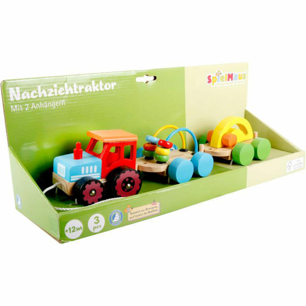 SpielMaus pull-along tractor with 2 trailers