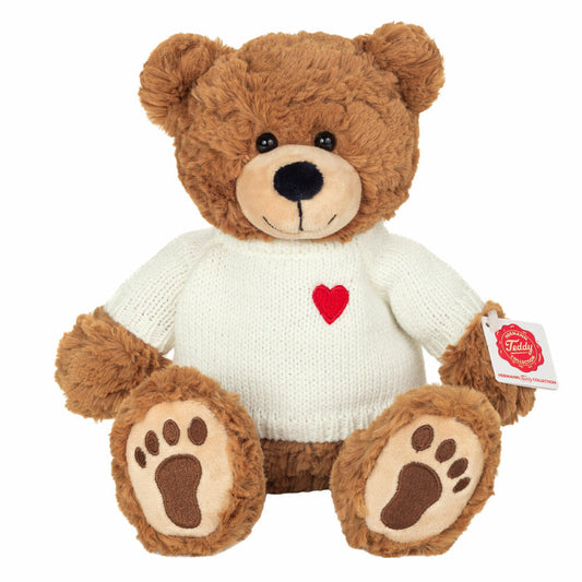 Teddy Hermann Teddy Percy mit Pullover, Kuscheltier, Stofftier, Plüschtier, Teddybär, Braun Weiß, 30 cm, 913269