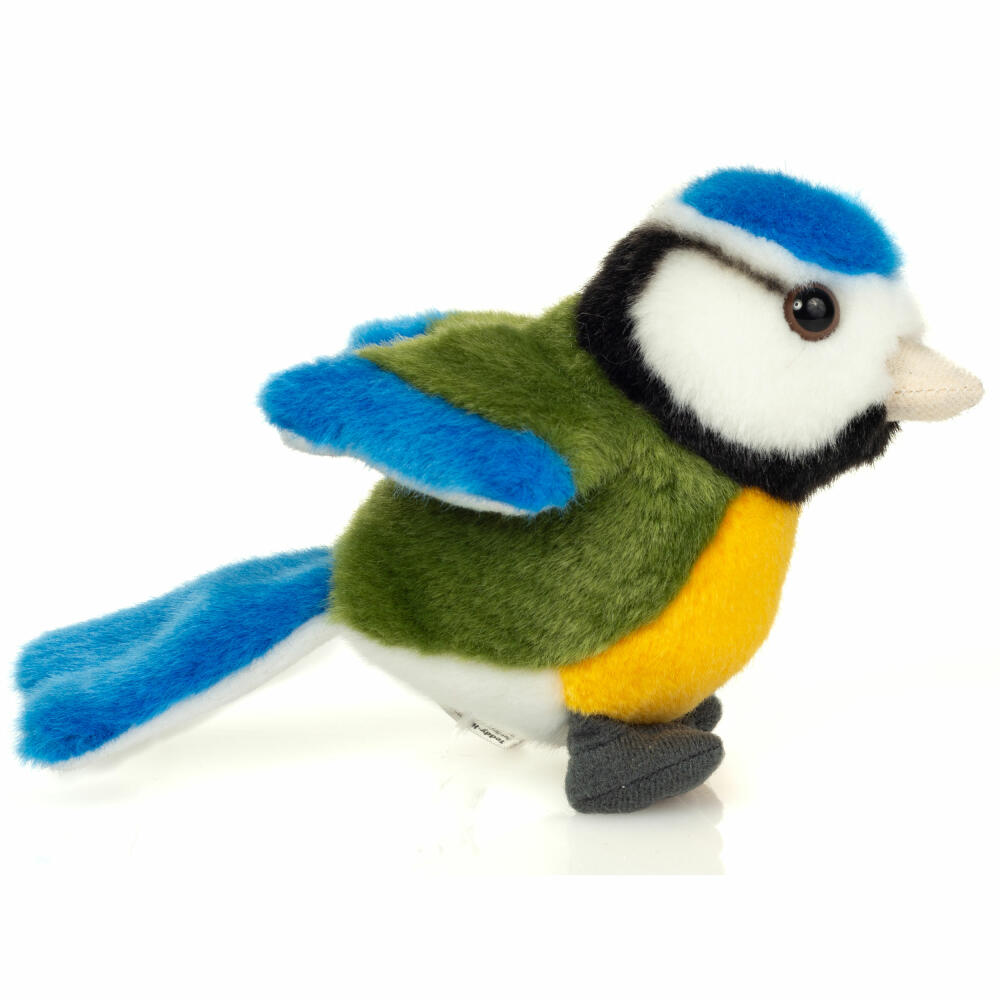 Teddy Hermann Blue Tit, Cuddly Toy, Stuffed Toy, Plush Toy, Forest Animal, Blue White Yellow, 12 cm, 941743