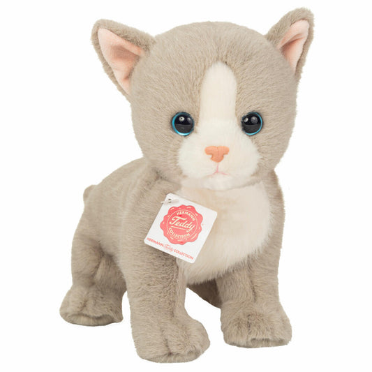 Teddy Hermann Babykatze, Kuscheltier, Stofftier, Plüschtier, Katze, Grau, 24 cm, 918417