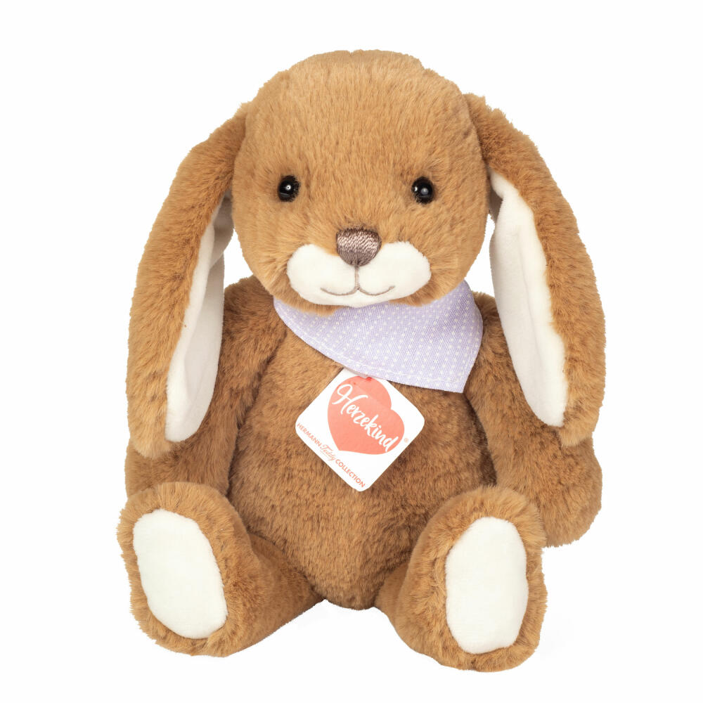 Teddy Hermann Rabbit Betty, Cuddly Toy, Stuffed Toy, Plush Toy, Herzekind, Brown, 28 cm, 939603