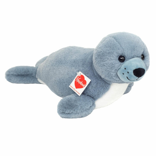 Teddy Hermann Robbe Romi, Kuscheltier, Stofftier, Plüschtier, Herzekind, Blaugrau, 33 cm, 939474