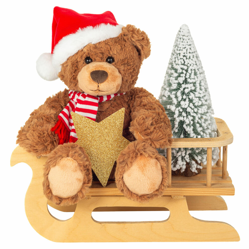 Teddy Hermann Christmas teddy, cuddly toy, stuffed toy, plush toy, teddy bear, teddy, brown red, 30 cm, 946199