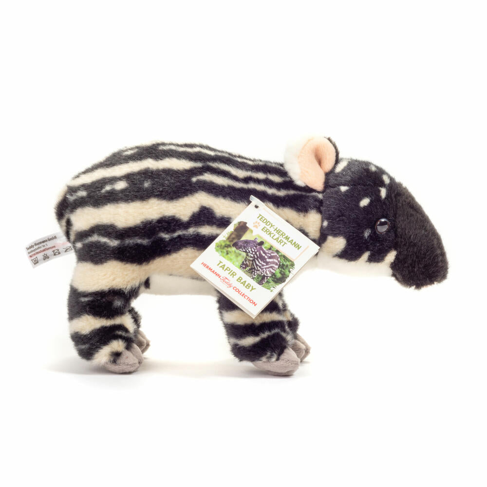 Teddy Hermann Tapir Baby, Cuddly Toy, Stuffed Toy, Plush Toy, Exotic Wild Animal, Black and White, 24 cm, 923329