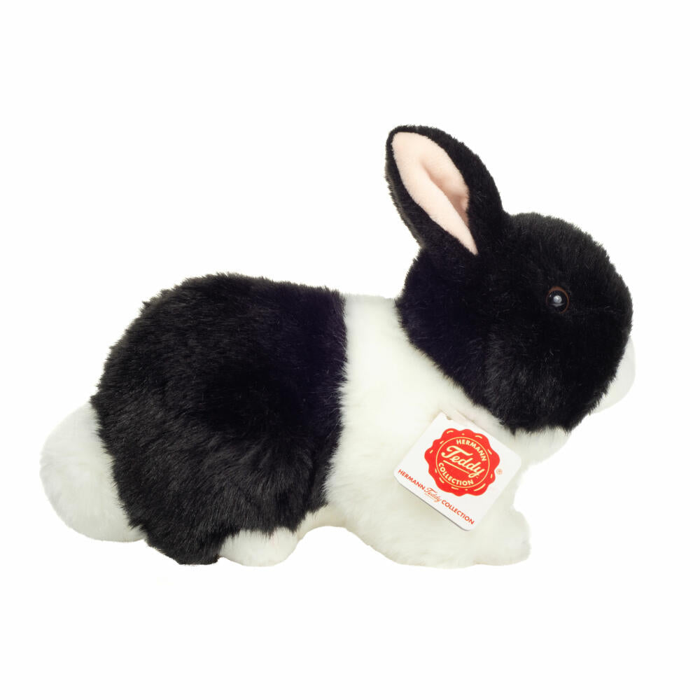 Teddy Hermann Rabbit, Cuddly Toy, Stuffed Toy, Plush Toy, Domestic and Farm Animal, Black and White, 23 cm, 937340