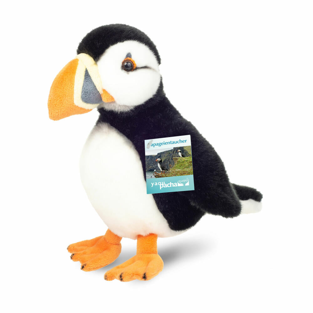 Teddy Hermann Puffin, Cuddly Toy, Stuffed Toy, Plush Toy, Sea Animal, Black and White, 23 cm, 941071