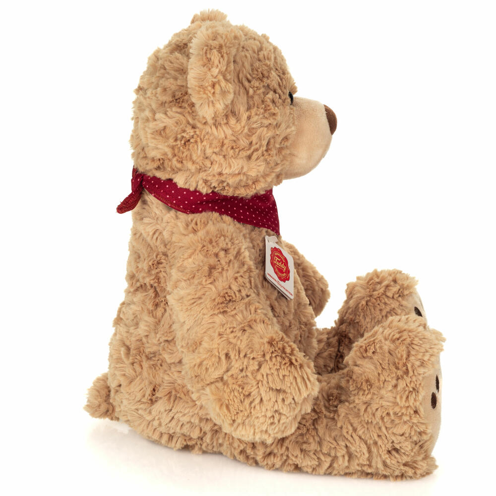 Teddy Hermann Teddy Chilly mit Halstuch, Kuscheltier, Stofftier, Plüschtier, Teddybär, Braun Rot, 40 cm , 913283