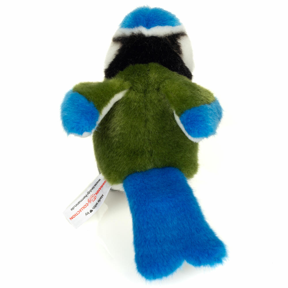 Teddy Hermann Blue Tit, Cuddly Toy, Stuffed Toy, Plush Toy, Forest Animal, Blue White Yellow, 12 cm, 941743