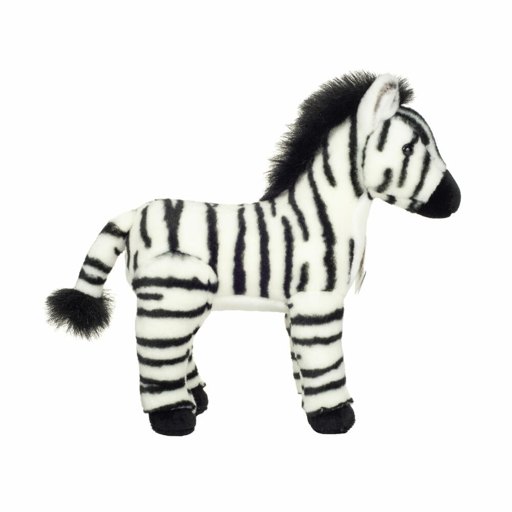 Teddy Hermann Zebra, Cuddly Toy, Stuffed Toy, Plush Toy, Exotic Wild Animal, Black and White, 25 cm, 904823