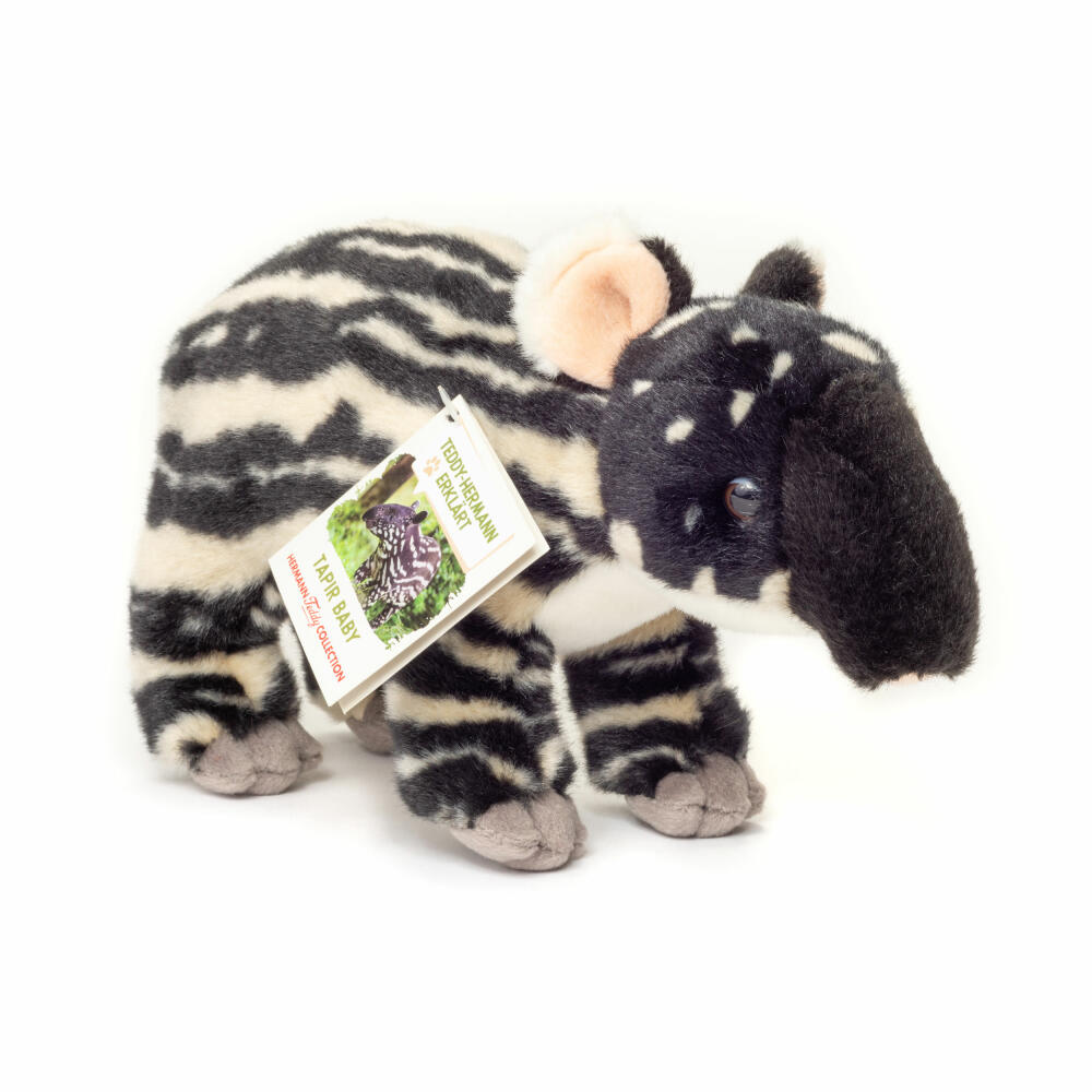 Teddy Hermann Tapir Baby, Cuddly Toy, Stuffed Toy, Plush Toy, Exotic Wild Animal, Black and White, 24 cm, 923329