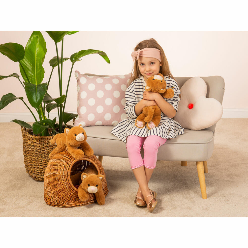 Teddy Hermann Katze Kikki, Schlenkerbeine, Kuscheltier, Stofftier, Plüschtier, Herzekind, Braun, 35 cm, 939498