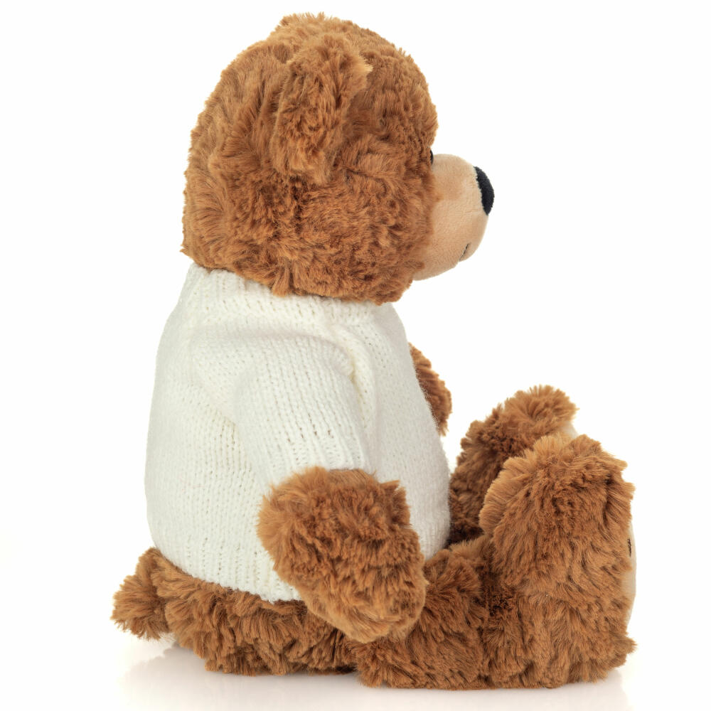 Teddy Hermann Teddy Percy with sweater, cuddly toy, stuffed toy, plush toy, teddy bear, brown white, 30 cm, 913269
