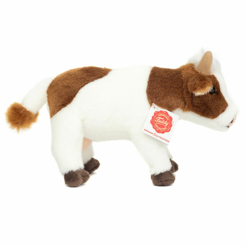 Teddy Hermann Kuh stehend, Kuscheltier, Stofftier, Plüschtier, Haus- und Hoftier, Braun Weiß, 23 cm, 917328