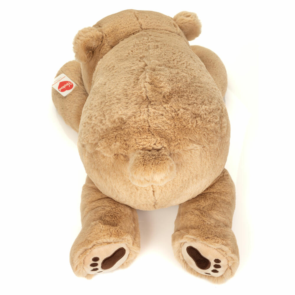 Teddy Hermann Bear Brownie lying down, cuddly toy, stuffed toy, plush toy, Herzekind, light brown, 55 cm, 939689
