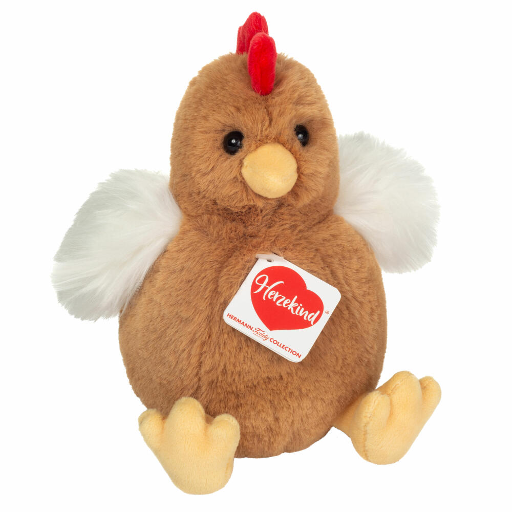 Teddy Hermann Henne Trude, cuddly toy, stuffed toy, plush toy, Herzekind, brown, 18 cm, 939641
