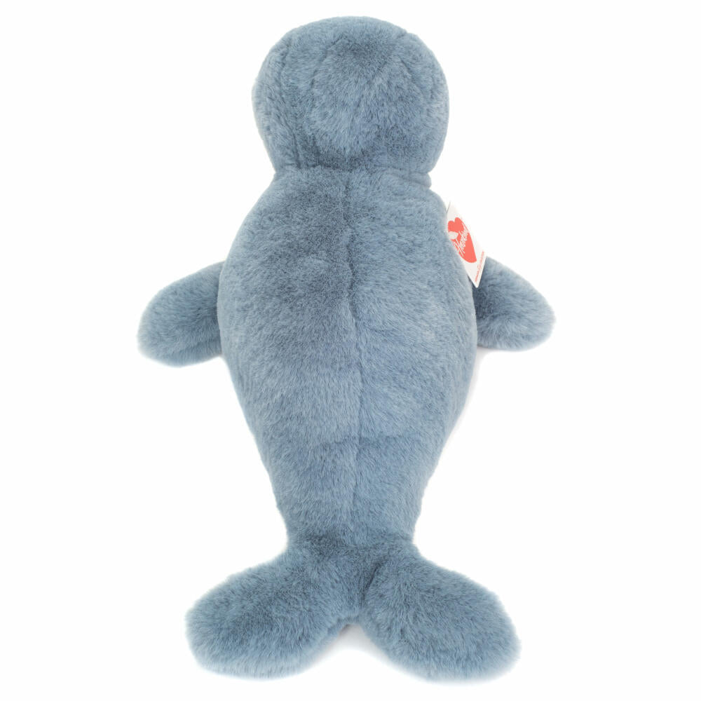 Teddy Hermann Robbe Romi, Kuscheltier, Stofftier, Plüschtier, Herzekind, Blaugrau, 33 cm, 939474