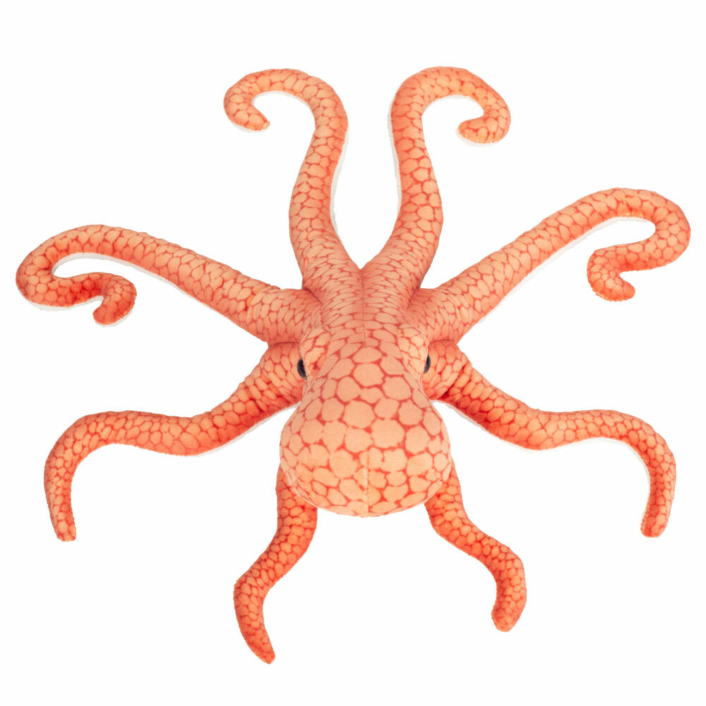 Teddy Hermann Octopus, cuddly toy, stuffed toy, plush toy, sea creature, orange red, 36 cm, 901587