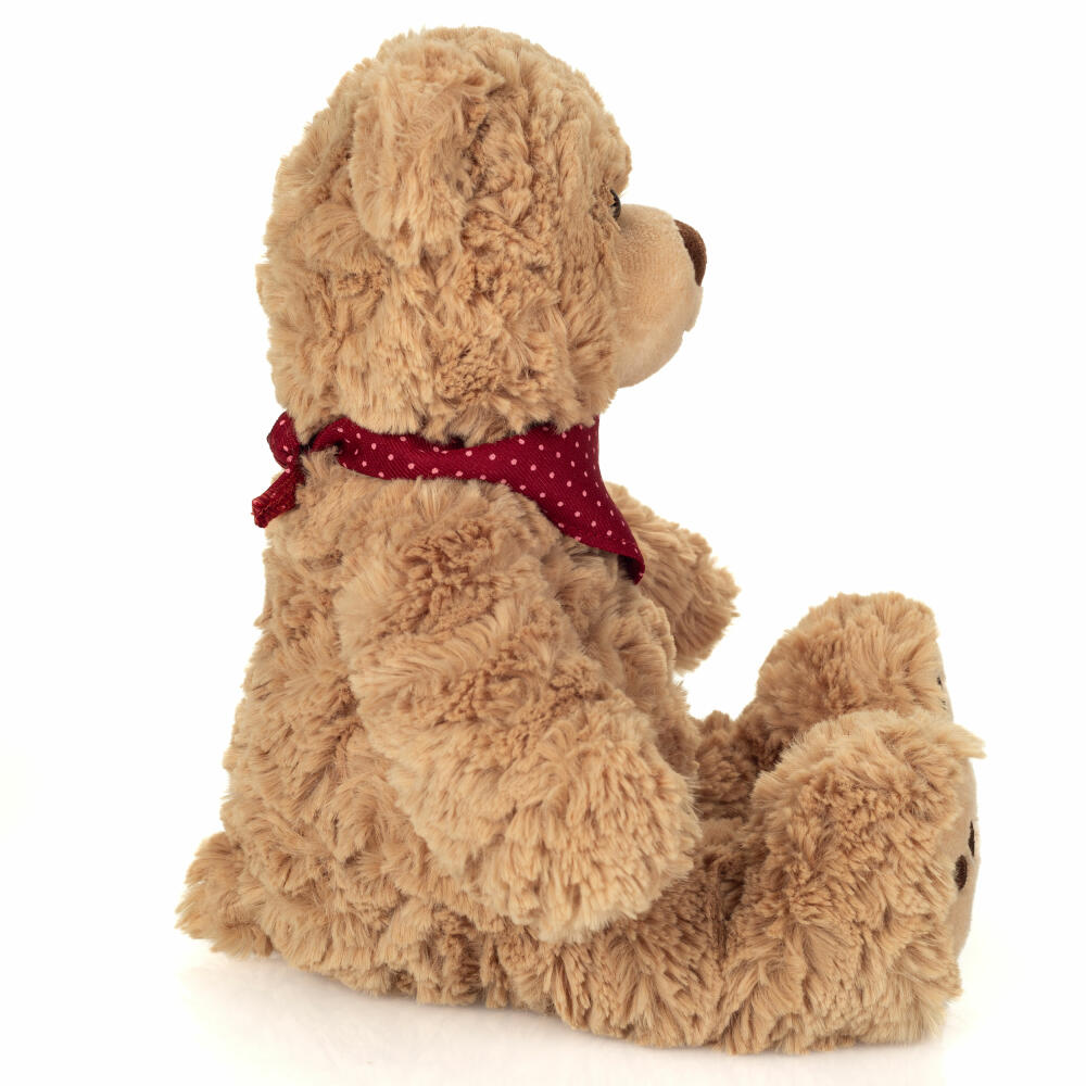 Teddy Hermann Teddy Curtis mit Halstuch, Kuscheltier, Stofftier, Plüschtier, Teddybär, Braun Rot, 30 cm , 913276