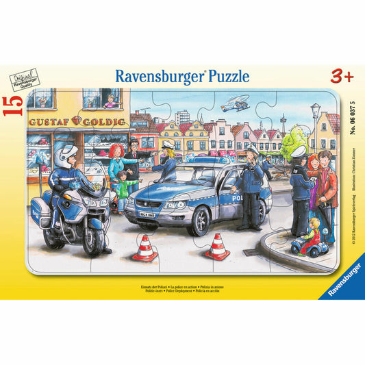 Ravensburger Puzzle Police Operation, Frame Puzzle, Children's Puzzle, Laying Game, Children's Game, Puzzle Game, 15 Pieces, 06037 5