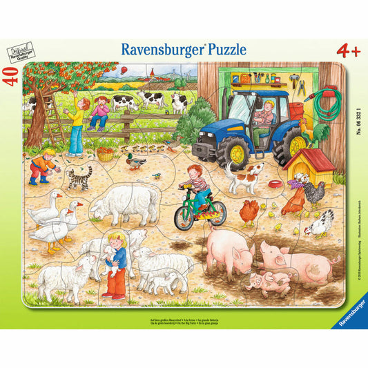 Ravensburger Puzzle On The Big Farm, Frame Puzzle, Children's Puzzle, Laying Game, Children's Game, Puzzle Game, 40 Pieces, 06332 1