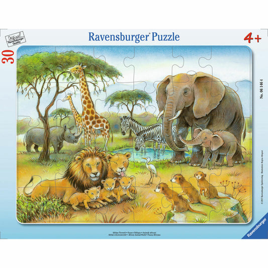 Ravensburger Puzzle Africa's Animal World, Frame Puzzle, Children's Puzzle, Laying Game, Children's Game, Puzzle Game, 30 Pieces, 06146 4