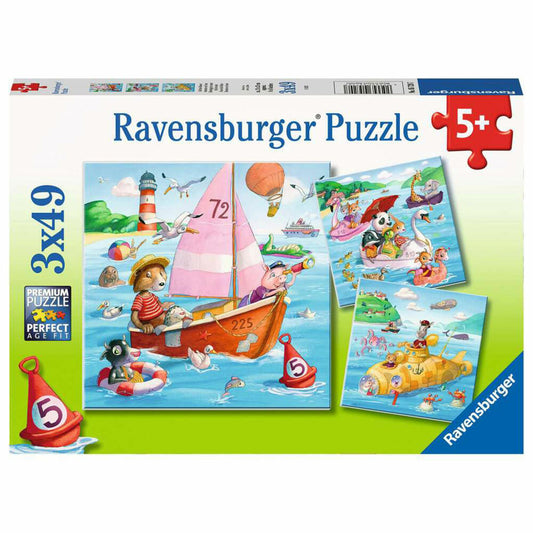 Ravensburger Kinderpuzzle Auf dem Wasser, Kinder Puzzle, 3 x 49 Teile, ab 5 Jahren, 05720