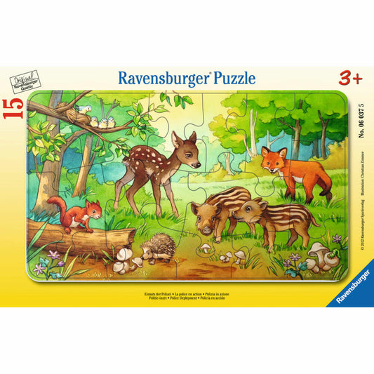 Ravensburger Puzzle Animal Children of the Forest, Frame Puzzle, Children's Puzzle, Laying Game, Children's Game, Puzzle Game, 15 Pieces, 06376 5