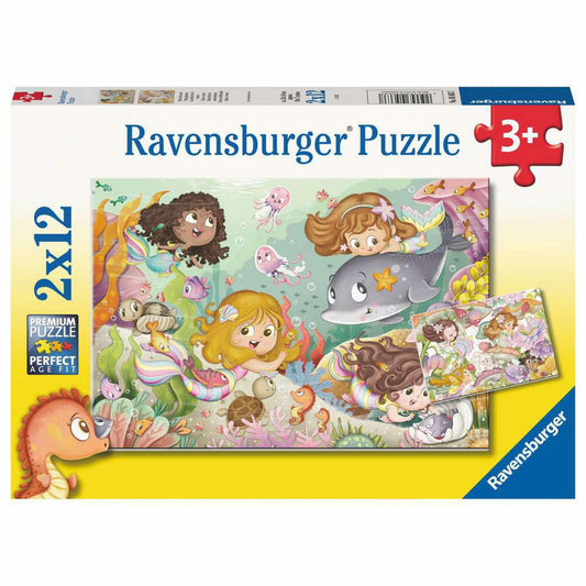 Ravensburger Little Fairies and Mermaids, Puzzle, Children's Puzzle, Puzzle, 2 x 12 Pieces, 05663