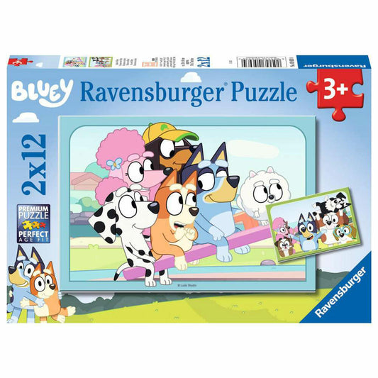 Ravensburger Fun with Bluey, 2 x 12 pieces, children's puzzle, children's puzzle, from 3 years, 05693