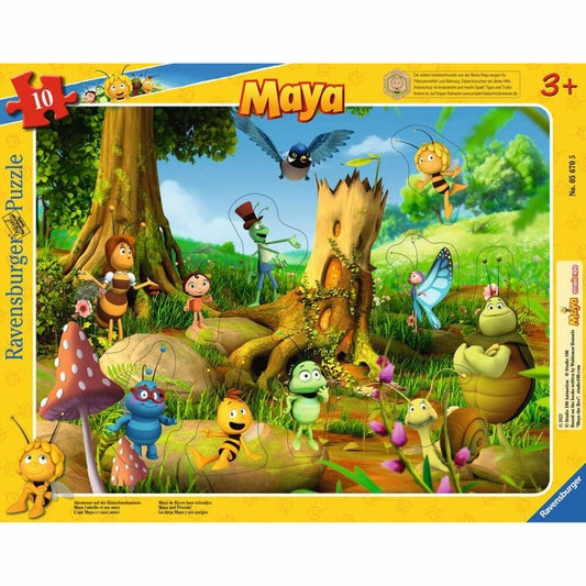 Ravensburger Abenteuer auf der Klatschmohnwiese, Puzzle, Kinderpuzzle, Rahmenpuzzle, Legespiel, 10 Teile, 05670