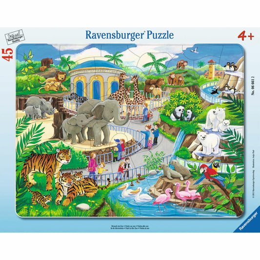 Ravensburger Puzzle Visit to the Zoo, Frame Puzzle, Children's Puzzle, Laying Game, Children's Game, Puzzle Game, 45 Pieces, 06661 2