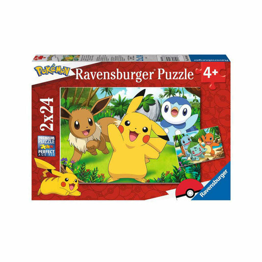 Ravensburger Pikachu and his friends, puzzle, children's puzzle, laying game, 2 x 24 pieces, 05668