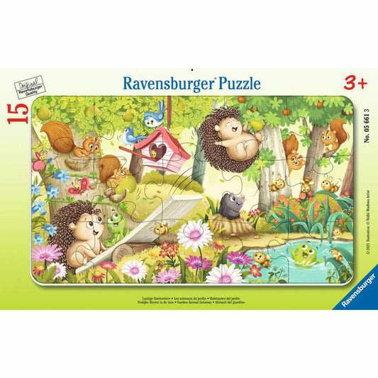 Ravensburger Kinderpuzzle Lustige Gartentiere, Kinder Puzzle, Rahmenpuzzle, 15 Teile, ab 3 Jahren, 05661