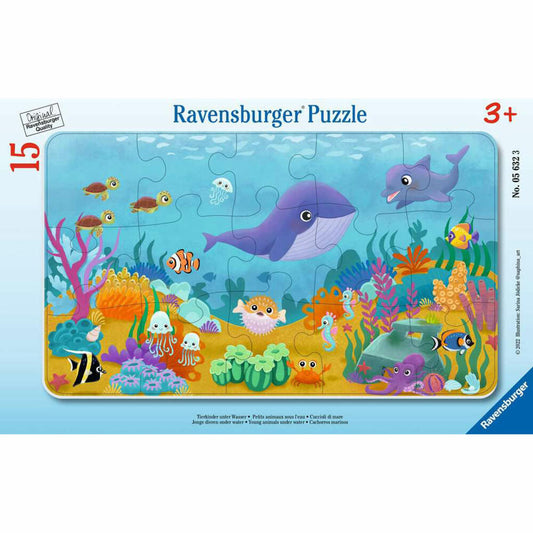 Ravensburger Children's Puzzle Animal Children Under Water, Puzzle, 15 Pieces, 05632