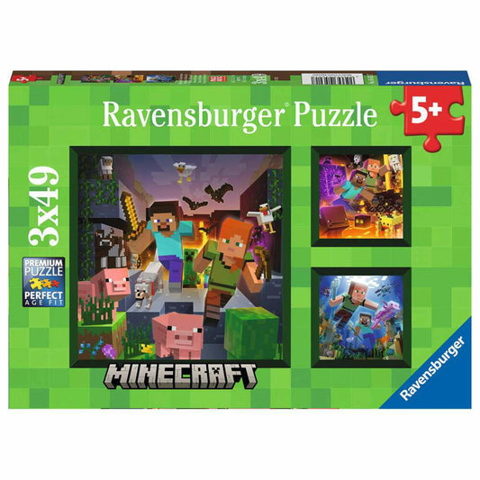 Ravensburger Minecraft Biomes, 3 x 49 pieces, children's puzzle, children's puzzle, from 5 years, 05621