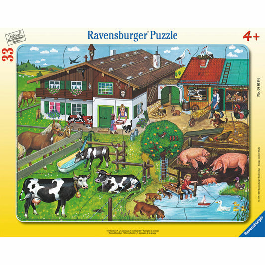 Ravensburger Puzzle Animal Families, Frame Puzzle, Children's Puzzle, Laying Game, Children's Game, Puzzle Game, 33 Pieces, 06618 6