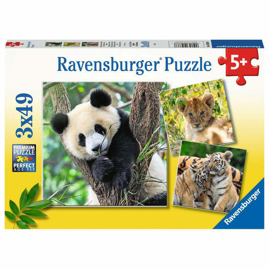 Ravensburger Panda, Tiger and Lion, Puzzle, Children's Puzzle, Laying Game, 3 x 49 Pieces, 05666