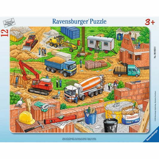 Ravensburger Puzzle Work On The Construction Site, Frame Puzzle, Children's Puzzle, Laying Game, Children's Game, Puzzle Game, 12 Pieces, 06058 0