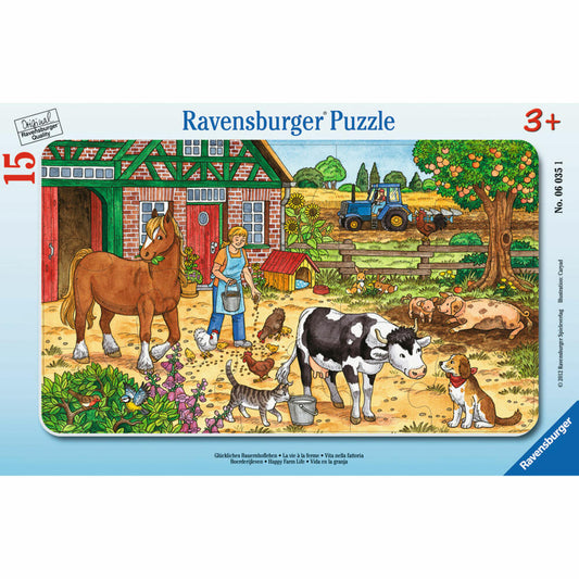 Ravensburger Puzzle Happy Farm Life, Frame Puzzle, Children's Puzzle, Laying Game, Children's Game, Puzzle Game, 15 Pieces, 06035 1