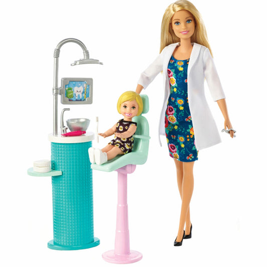 Mattel Barbie Dentist Puppe und Spielset, Zahnarztpuppe, Zahnärztin, Ankleidepuppe, Spielzeug, FXP16