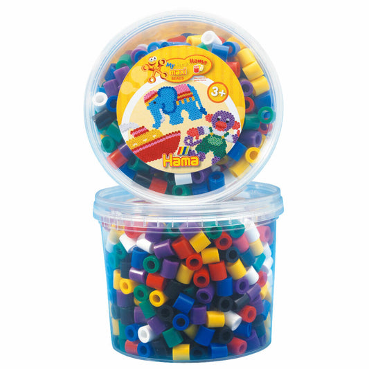 HAMA Bügelperlen Maxi, Bügel Perlen, Basteln, 600 Perlen, 7 Farben, Dose Vollton Mix, ab 3 Jahren, 8570