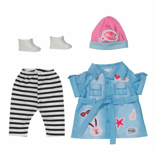 Zapf Creation BABY born Deluxe Jeans Kleid, Jeanskleid, Puppenkleidung, Puppen Kleidung, 43 cm, 835258