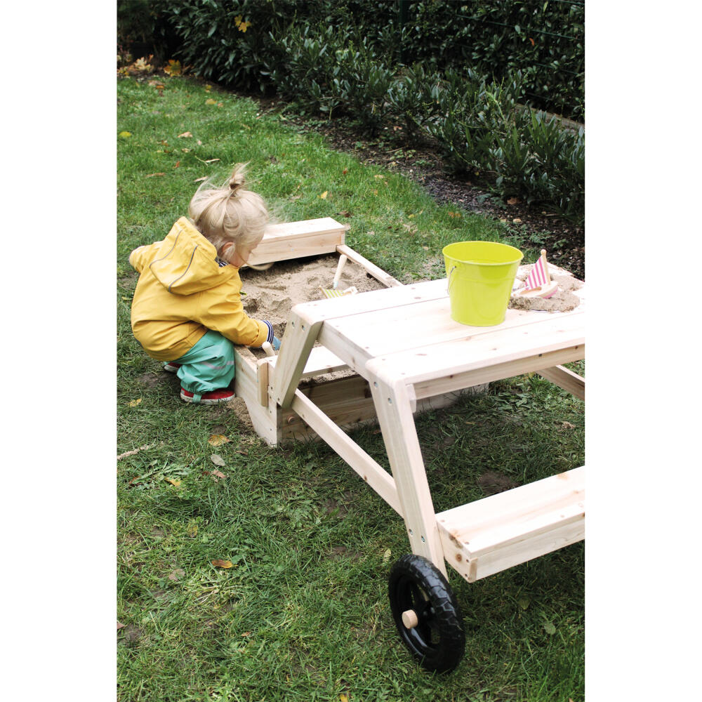 Legler Small Foot sandpit with seating group and mud table, children's game, motor skills game, wood, from 24 months, 12420