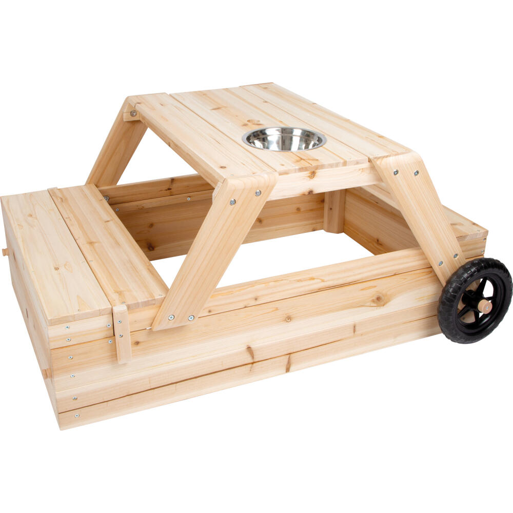 Legler Small Foot sandpit with seating group and mud table, children's game, motor skills game, wood, from 24 months, 12420