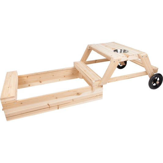 Legler Small Foot sandpit with seating group and mud table, children's game, motor skills game, wood, from 24 months, 12420