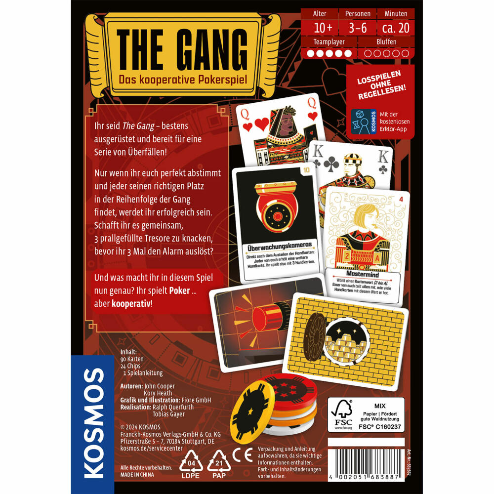 KOSMOS The Gang, kooperatives Pokerspiel, Kartenspiel, Gesellschaftsspiel ab 10 Jahren, 683887