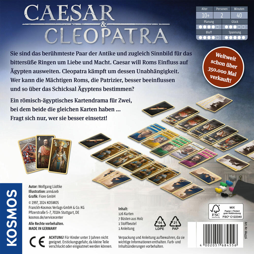 KOSMOS Caesar & Cleopatra, Strategiespiel, Taktikspiel, Gesellschaftsspiel, ab 10 Jahren, 684556