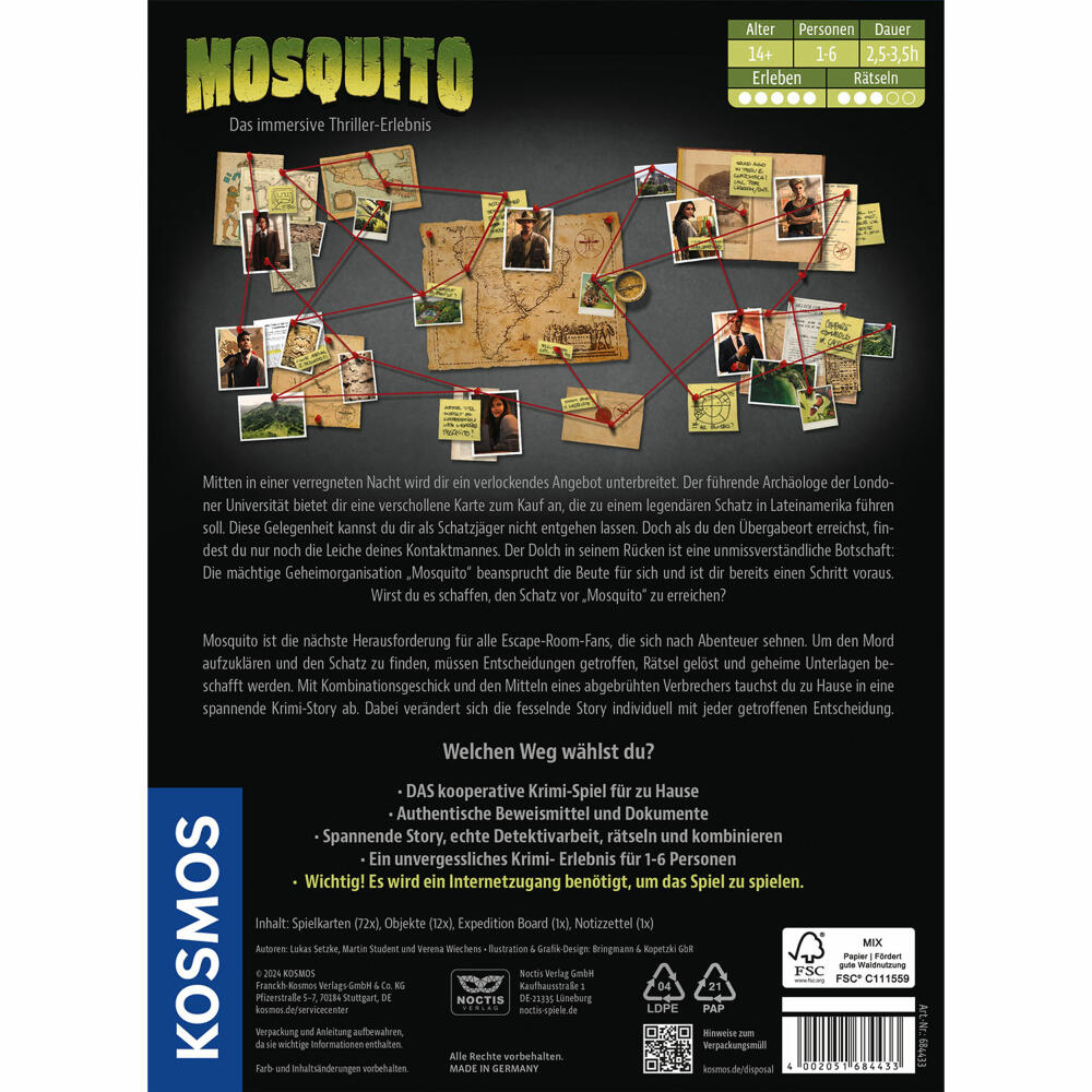 KOSMOS Masters of Crime Mosquito, Krimispiel, Gesellschaftsspiel, ab 14 Jahren, 684433
